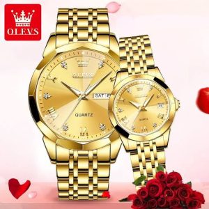 Luxury Olevs Couple watch - full golden