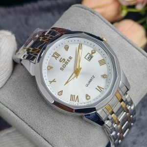 Sober Daimond cut watch - golden white gents