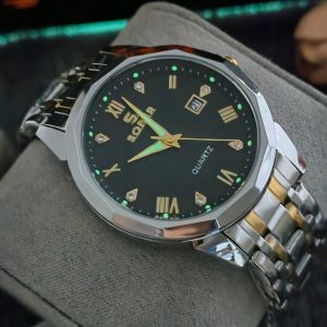 Sober Daimond cut watch - golden black gents